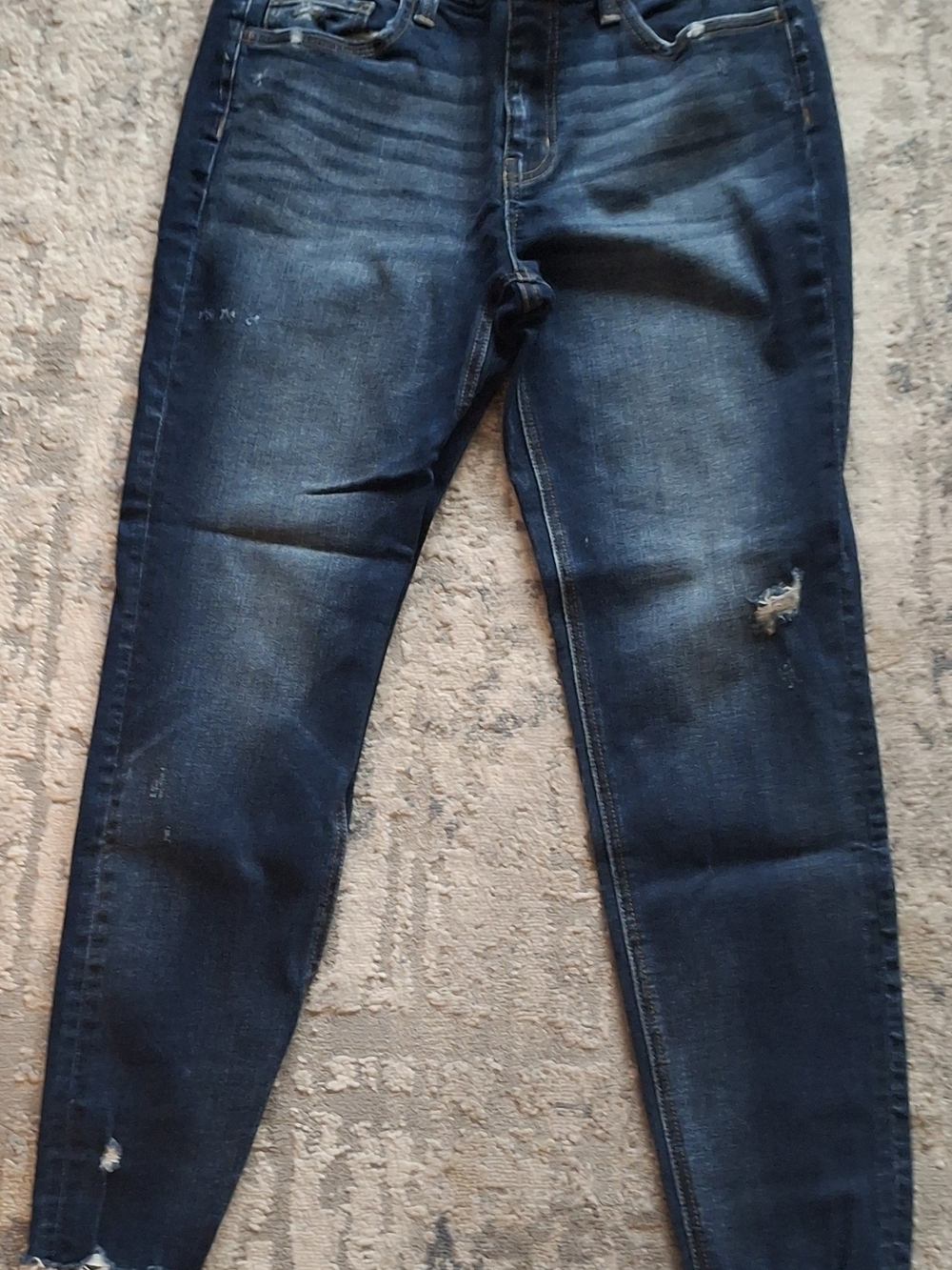 Flying Monkey Size 30 Raw Hem Cropped Ankle Dark Wash Distressed Skinny Jeans